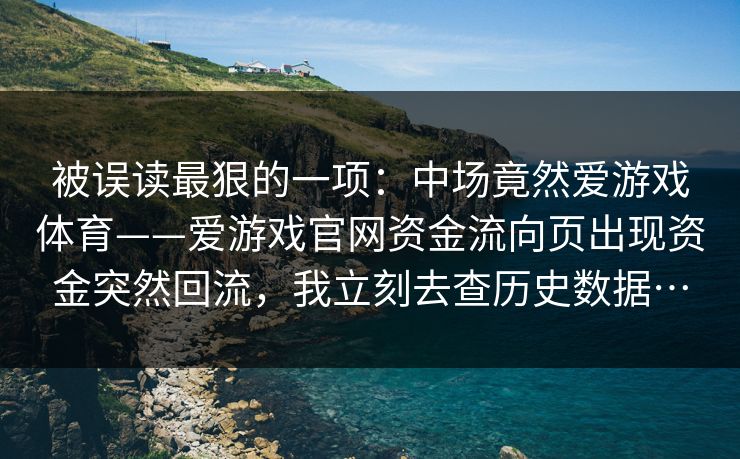 被误读最狠的一项：中场竟然爱游戏体育——爱游戏官网资金流向页出现资金突然回流，我立刻去查历史数据…