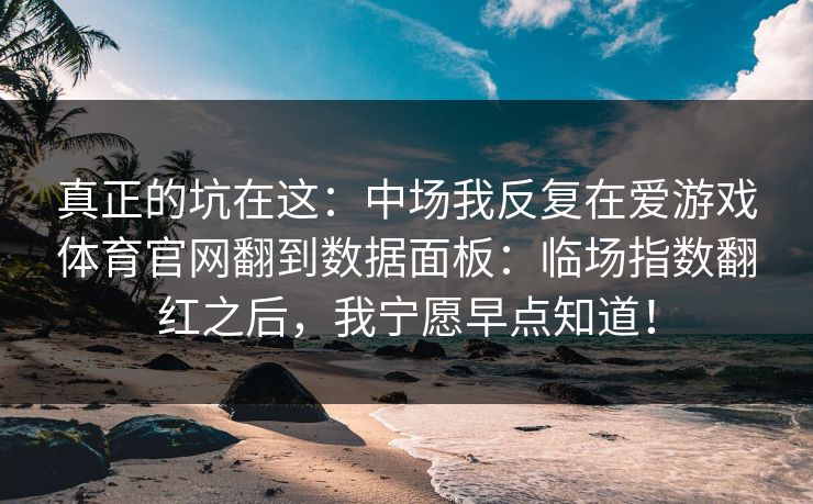 真正的坑在这：中场我反复在爱游戏体育官网翻到数据面板：临场指数翻红之后，我宁愿早点知道！