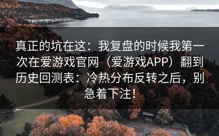 真正的坑在这:我复盘的时候我第一次在爱游戏官网(爱游戏APP)翻到历史回测表:冷热分布反转之后,别急着下注! 真正的坑在这:我复盘的时候我第一次在爱游戏官网(爱游戏APP)翻到历史回测表:冷热分布反转之后,别急着下注!